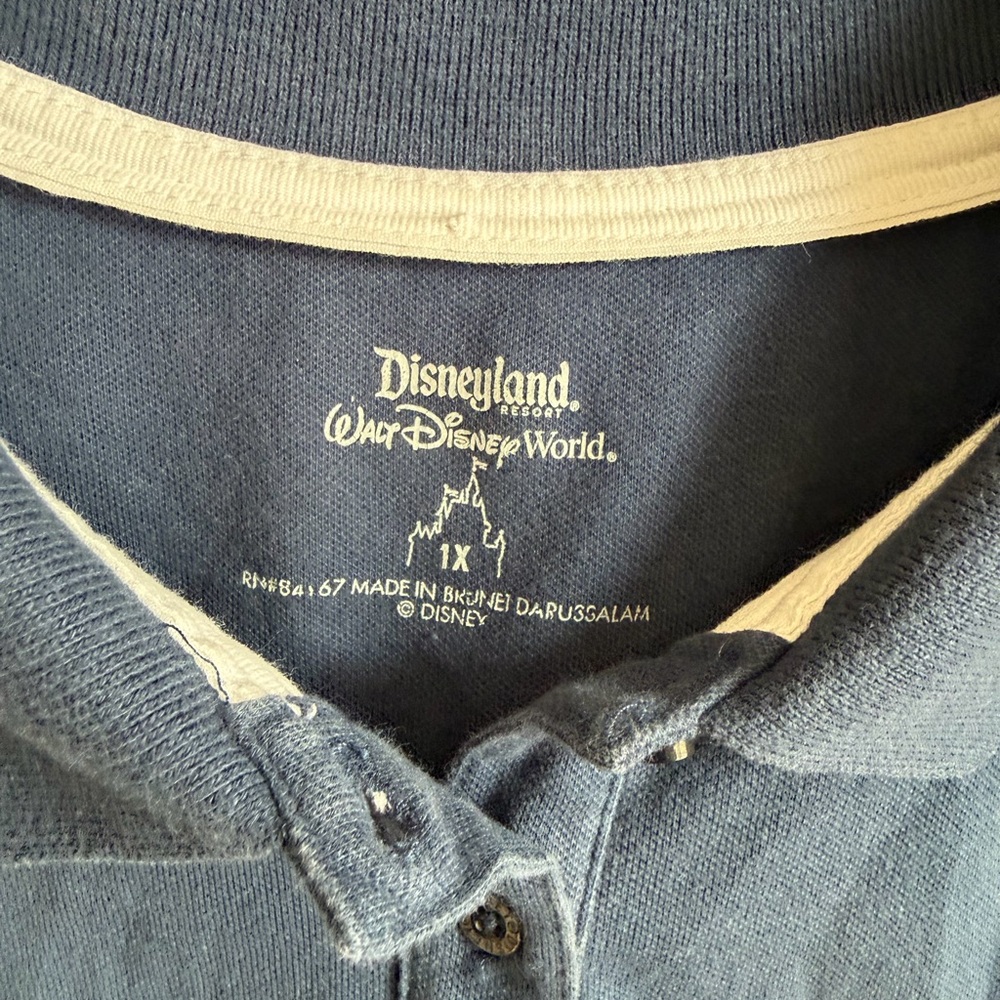 Disneyland Resort Navy White Embroidered Mickey Mouse Short Sleeve Polo Women 1X - Picture 3 of 5